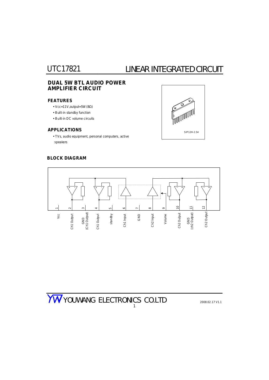 YOUWANG ELECTRONICS UTC17821 Diagram - ManualMachine.com