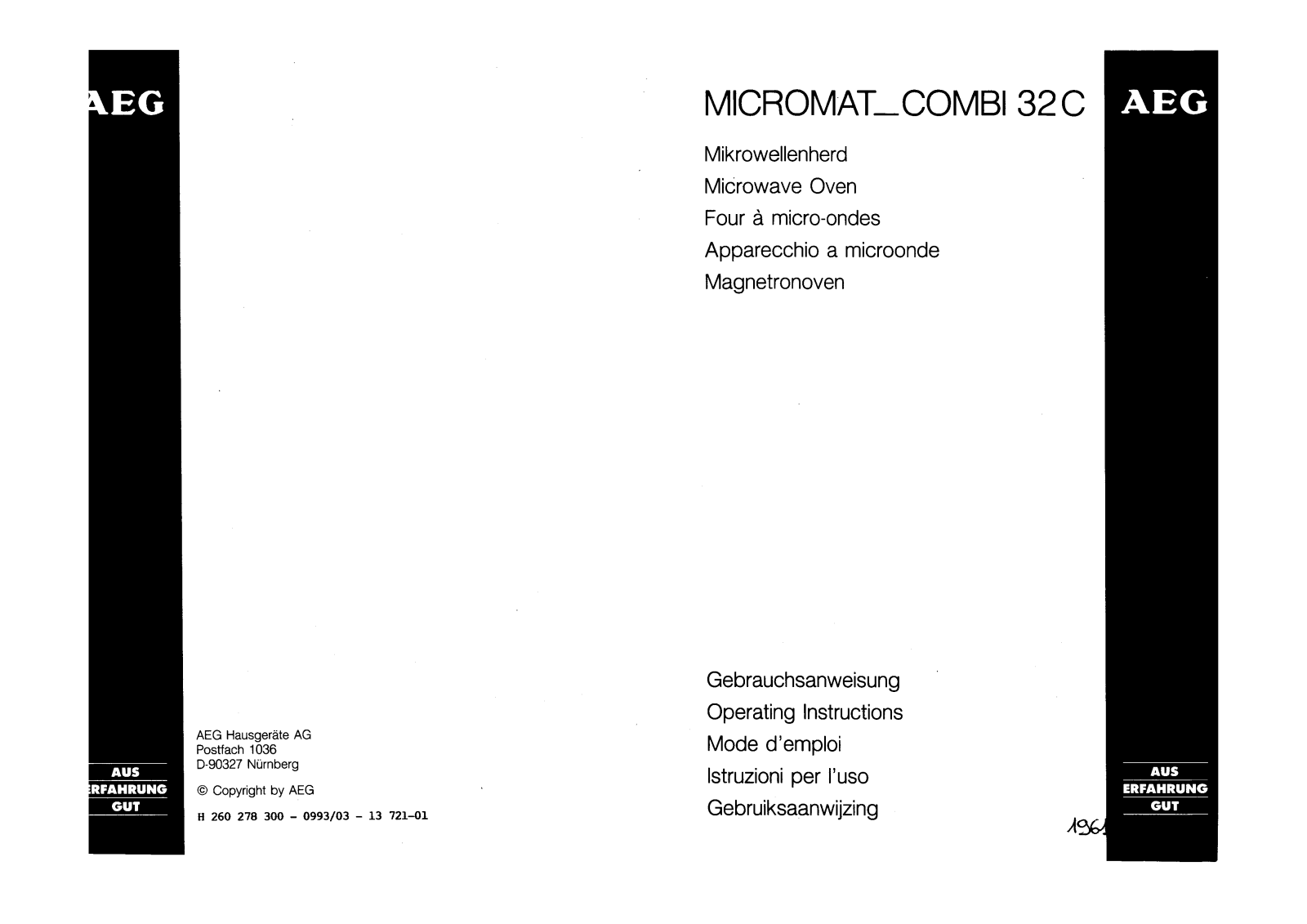 Aeg-electrolux MC COMBI 32 C-W, MCCOMBI32C-W-EURO, MC COMBI 32 C-B, MC COMBI 32 C-D Manual