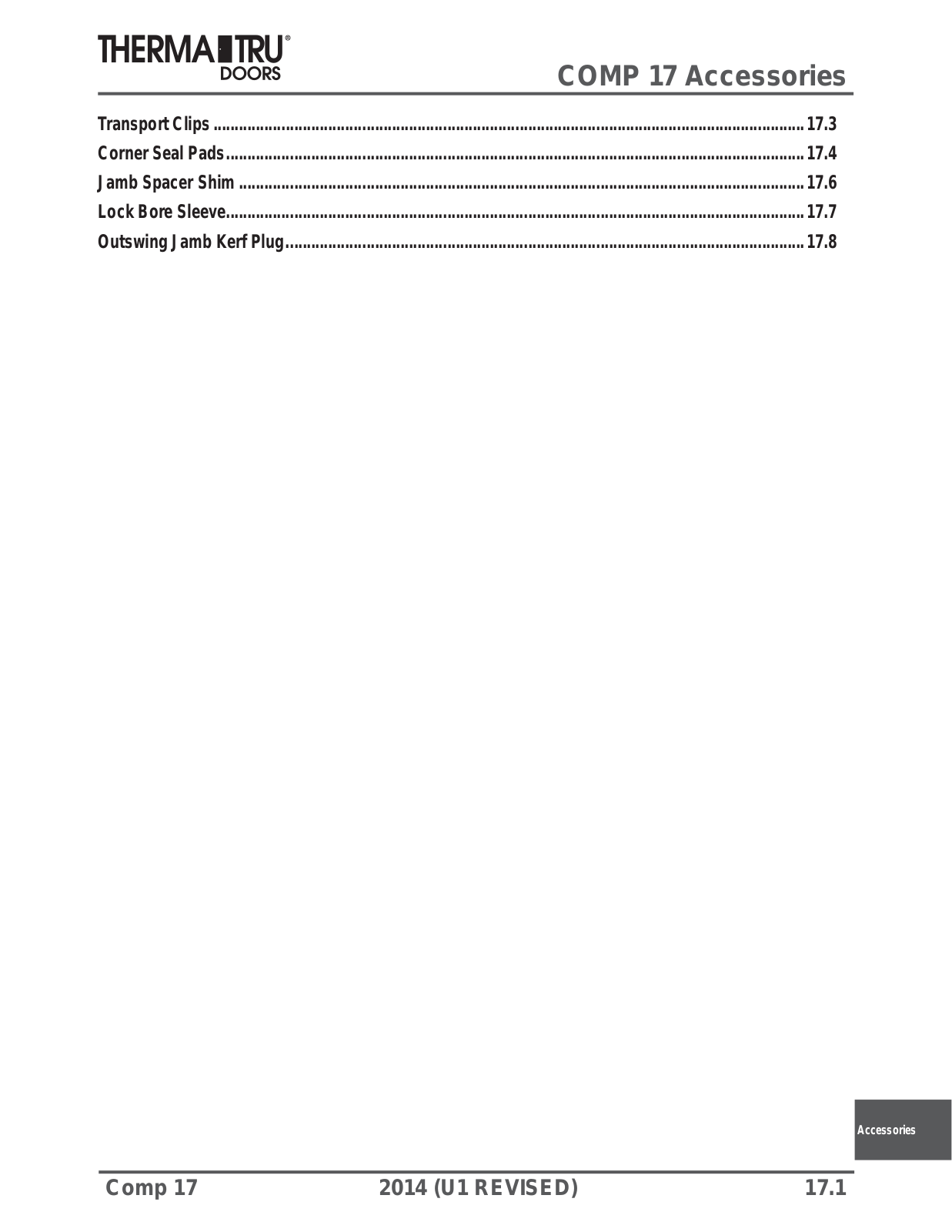 Therma-Tru COMP 17 User Manual