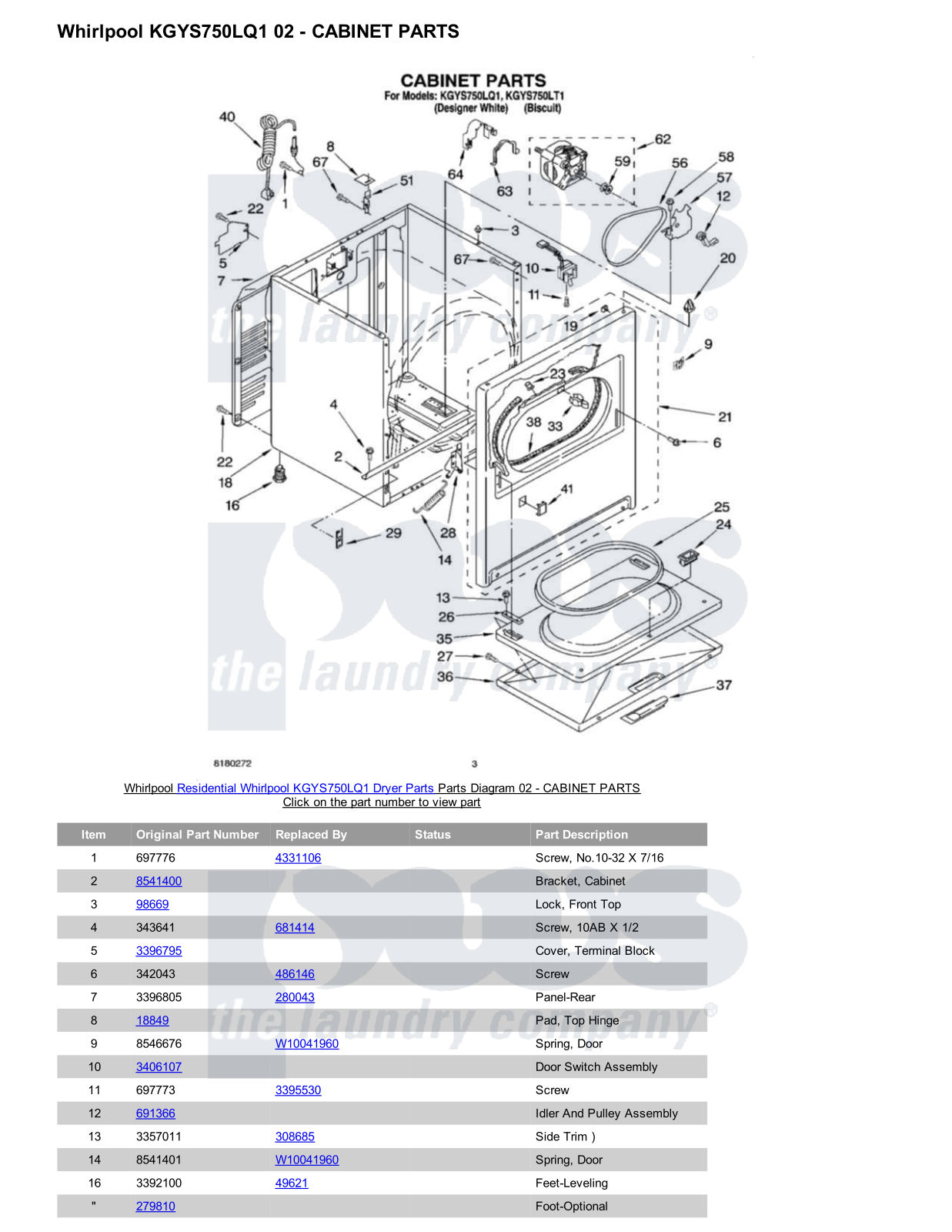 Whirlpool KGYS750LQ1 Parts Diagram