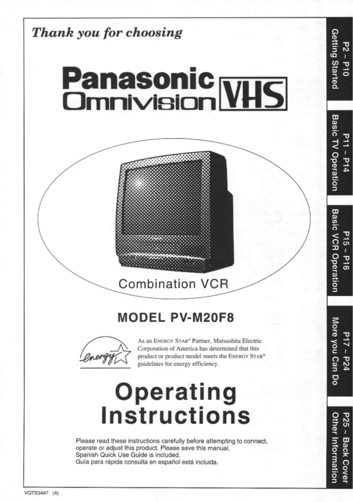 Panasonic PV-M20F8 User Manual