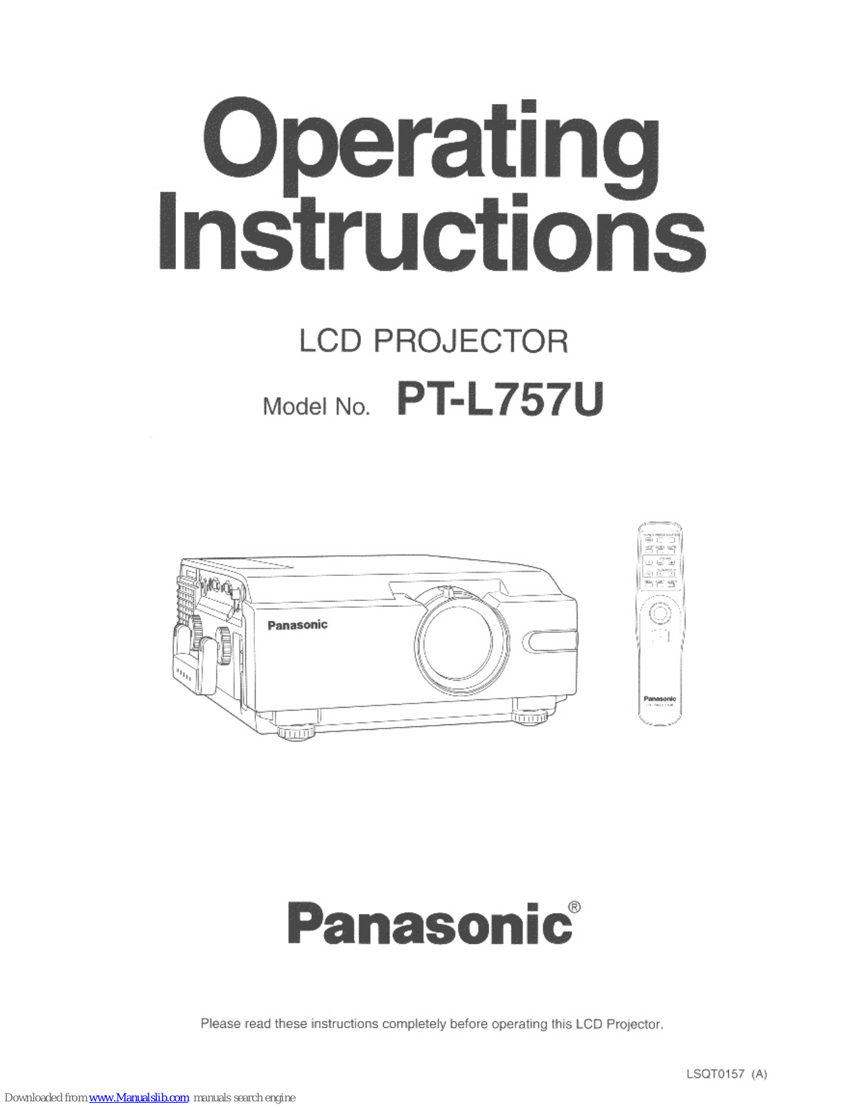 Panasonic PT-L757U Operating Instructions Manual