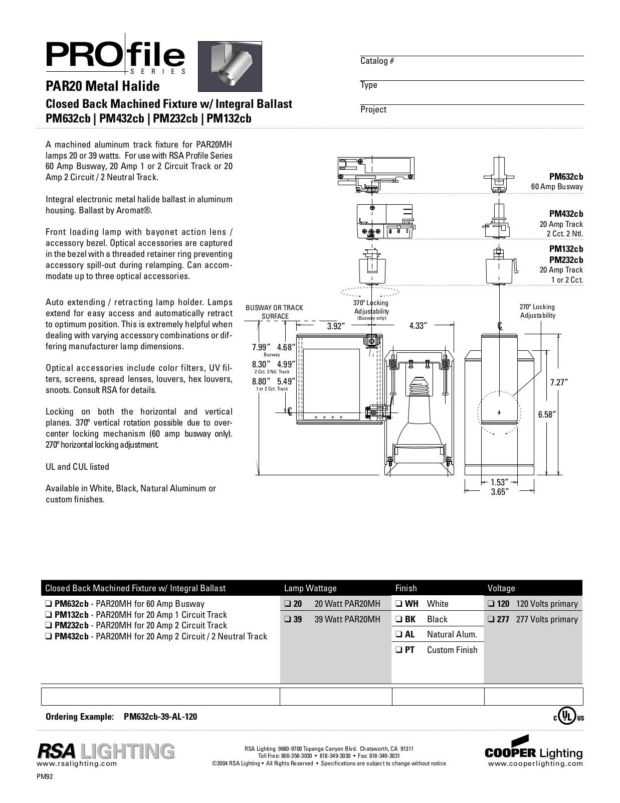 Cooper Lighting PM232cb, PM432cb, PM132cb, PM632cb User Manual