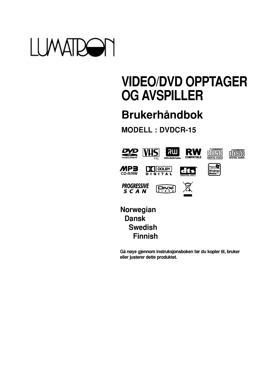 Lg DVDCR-15 User Manual