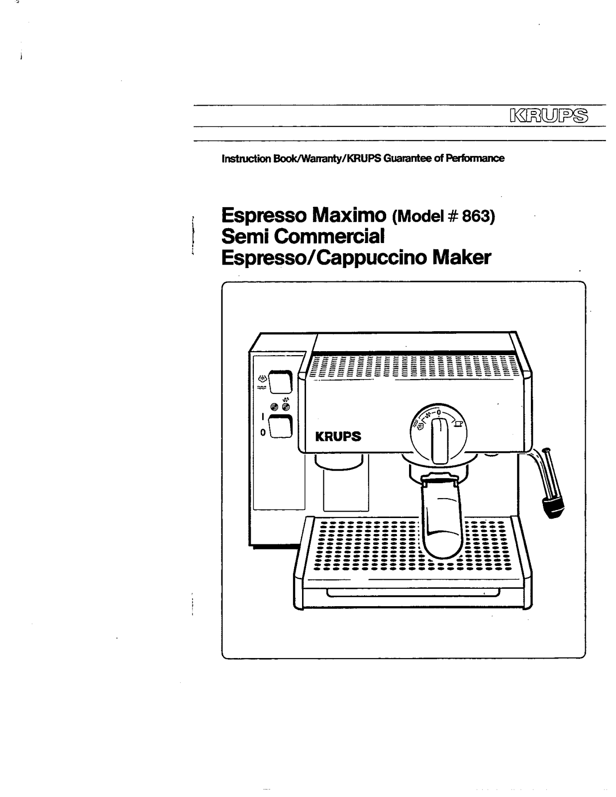 Krups ESPRESSO MAXIMO, 863 User Manual