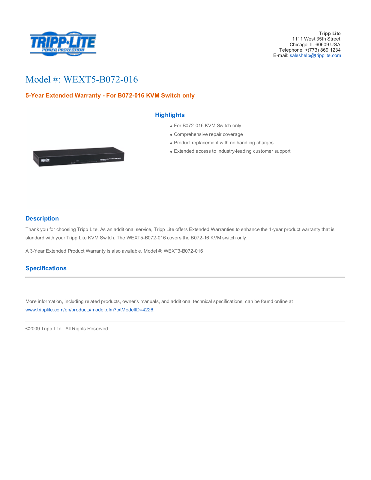 Tripp Lite WEXT5-B072-016 User Manual