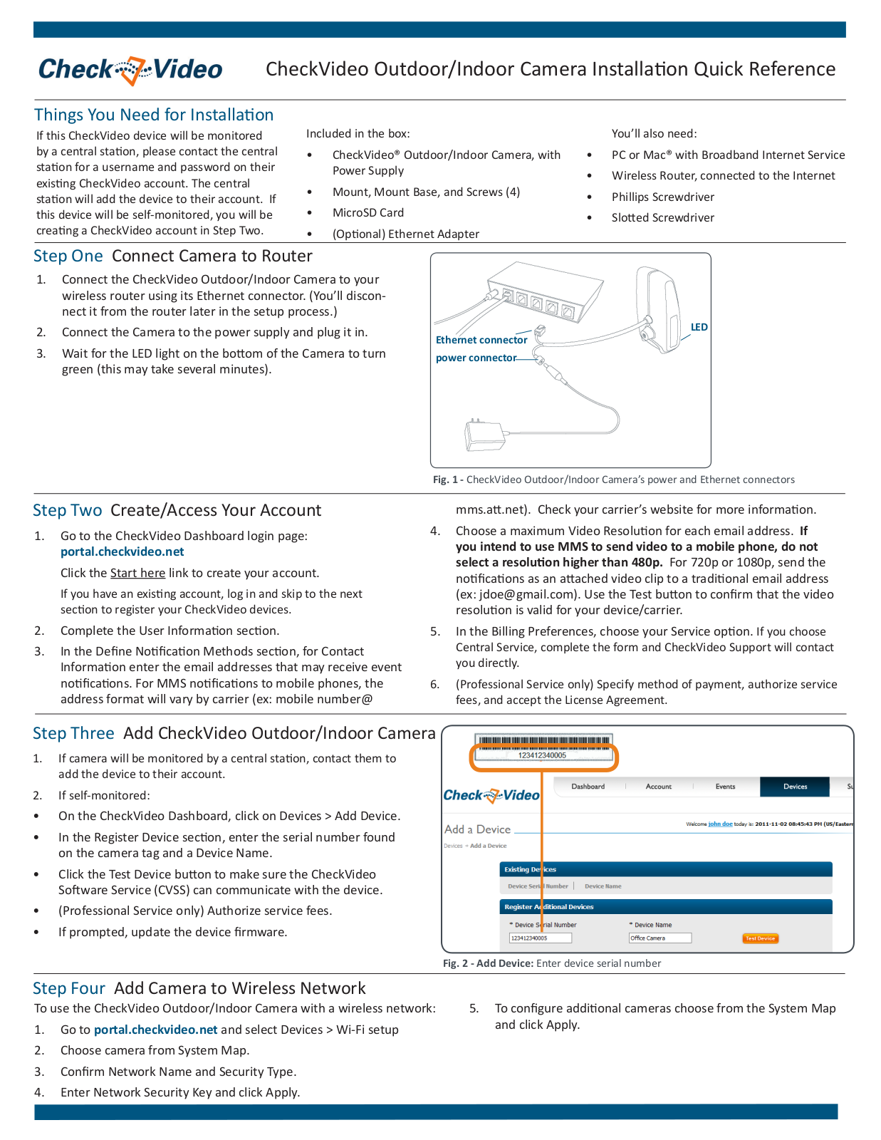 CheckVideo CV120 Installation Quick Reference - ManualMachine.com