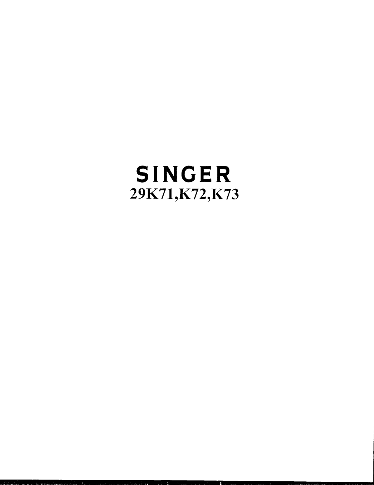 SINGER 29K71, 29K72, 29K73 Parts List