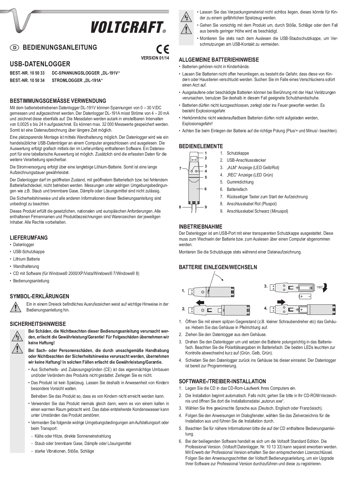 VOLTCRAFT DL-191V, DL-191A User guide