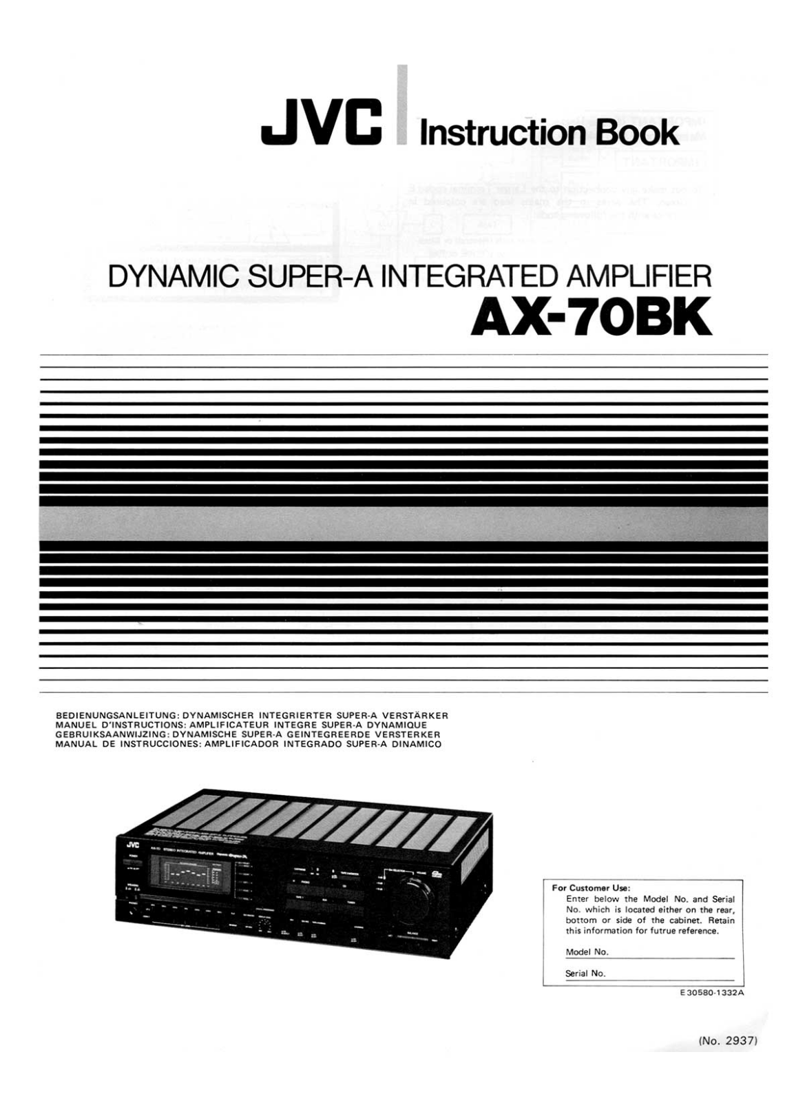 JVC AX-70-BK Owners manual