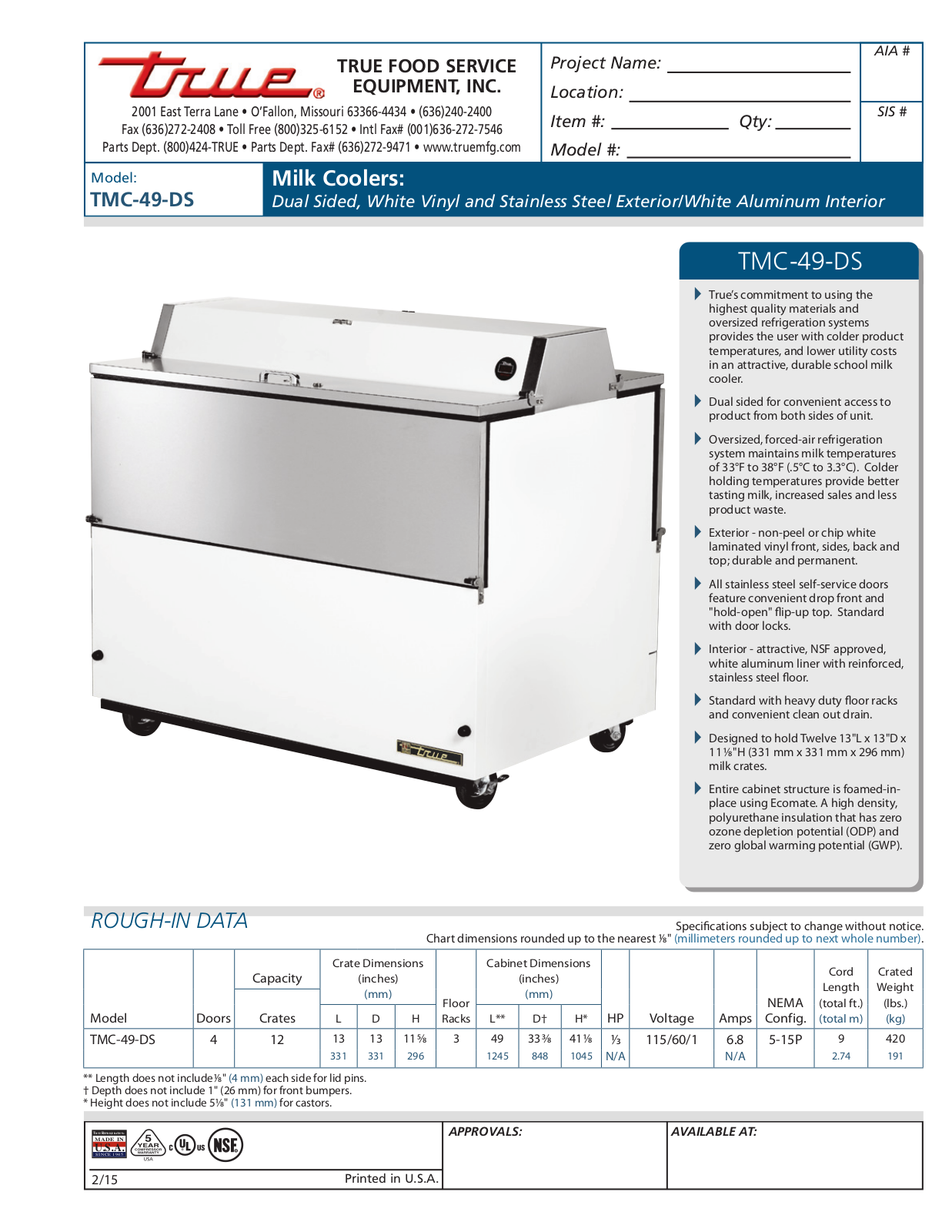 True TMC-49-DS User Manual