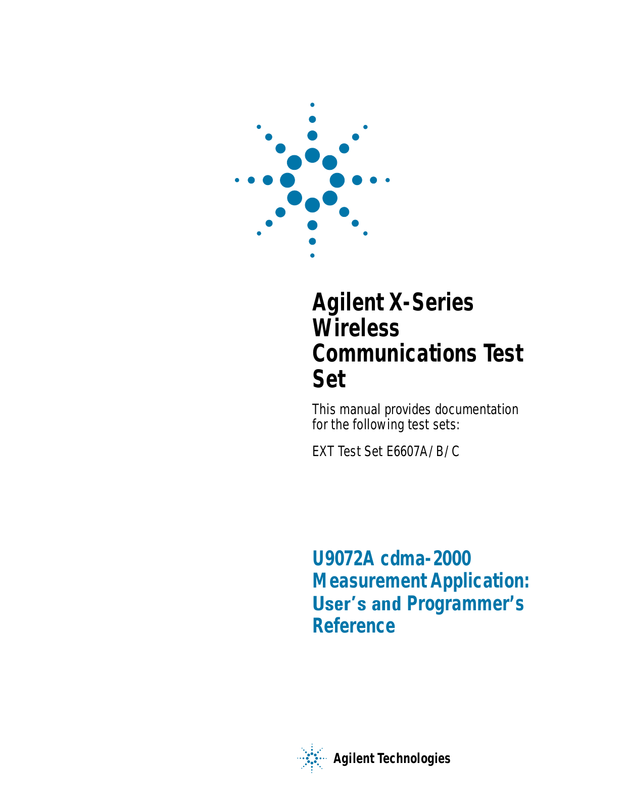 Agilent Technologies U9072A User Manual