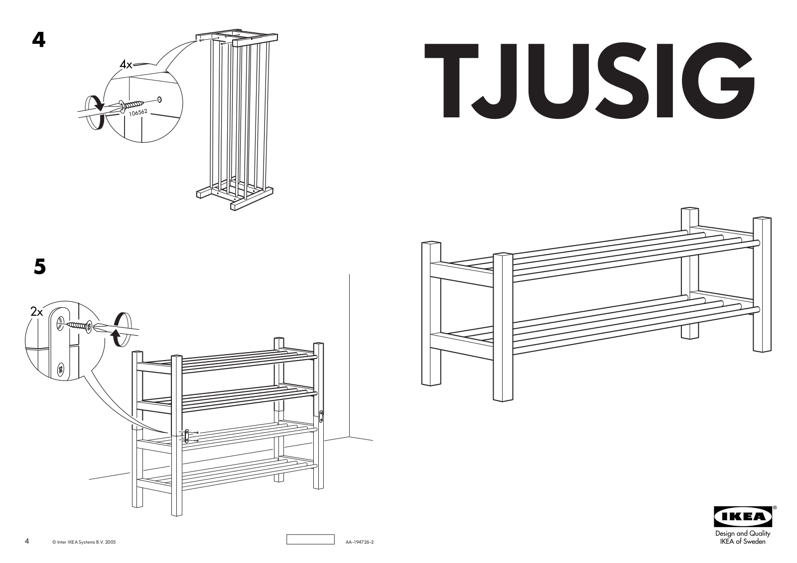 IKEA TJUSIG SHOE RACK 39 Assembly Instruction