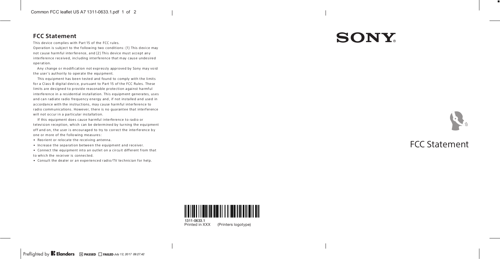 Sony 44254H User Manual