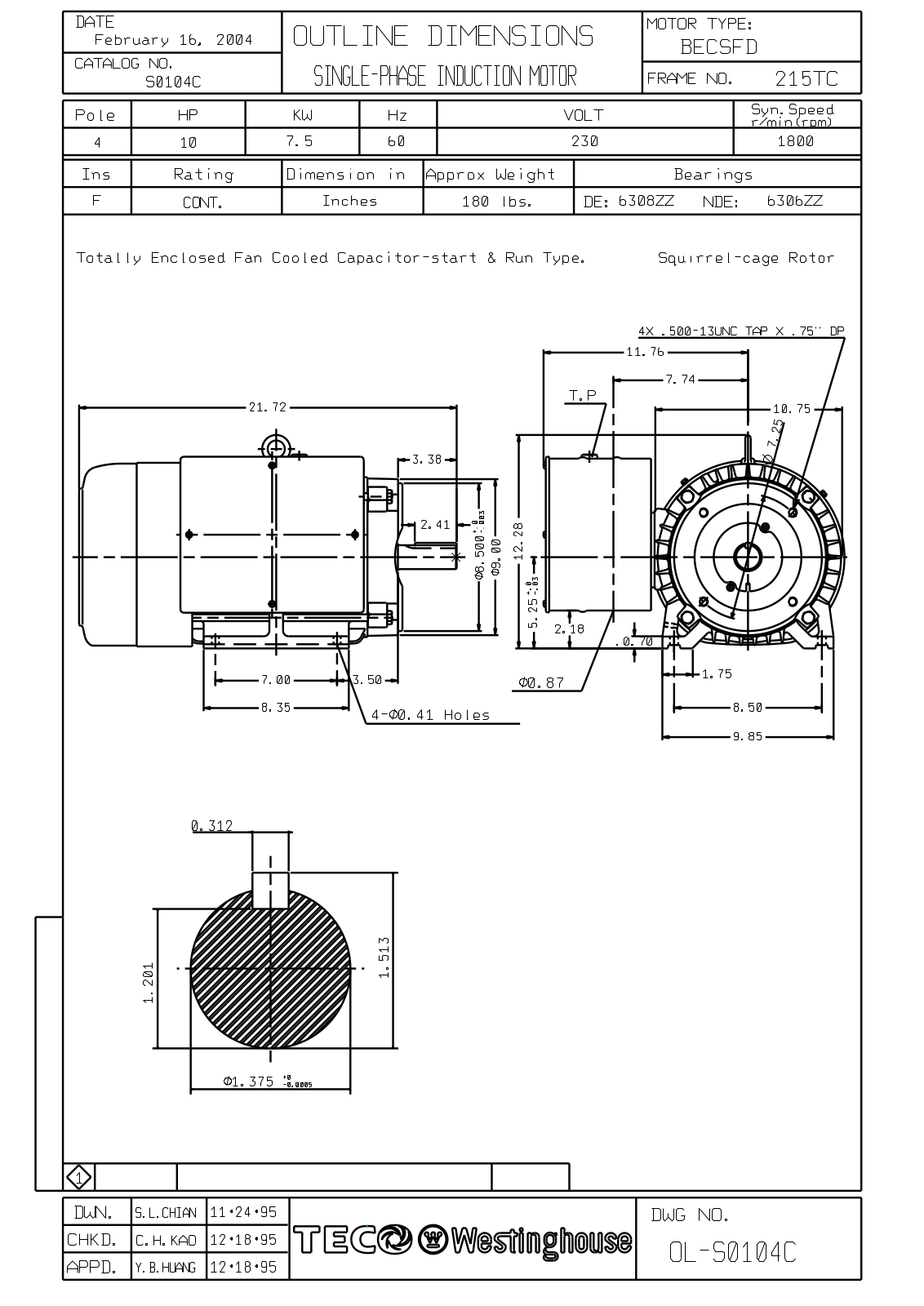 Teco S0104C Reference Drawing