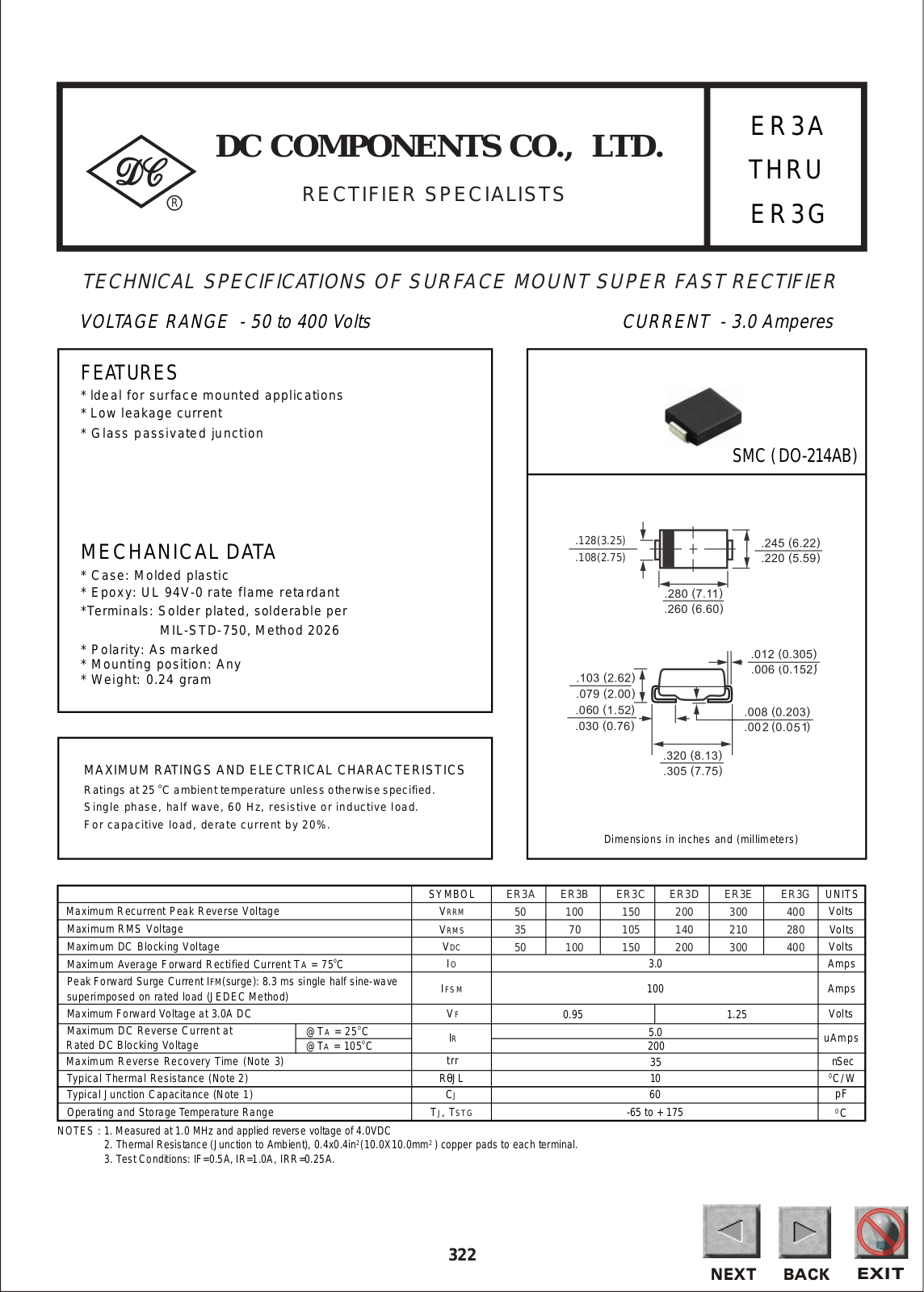 DCCOM ER3E, ER3G, ER3D, ER3C, ER3B Datasheet