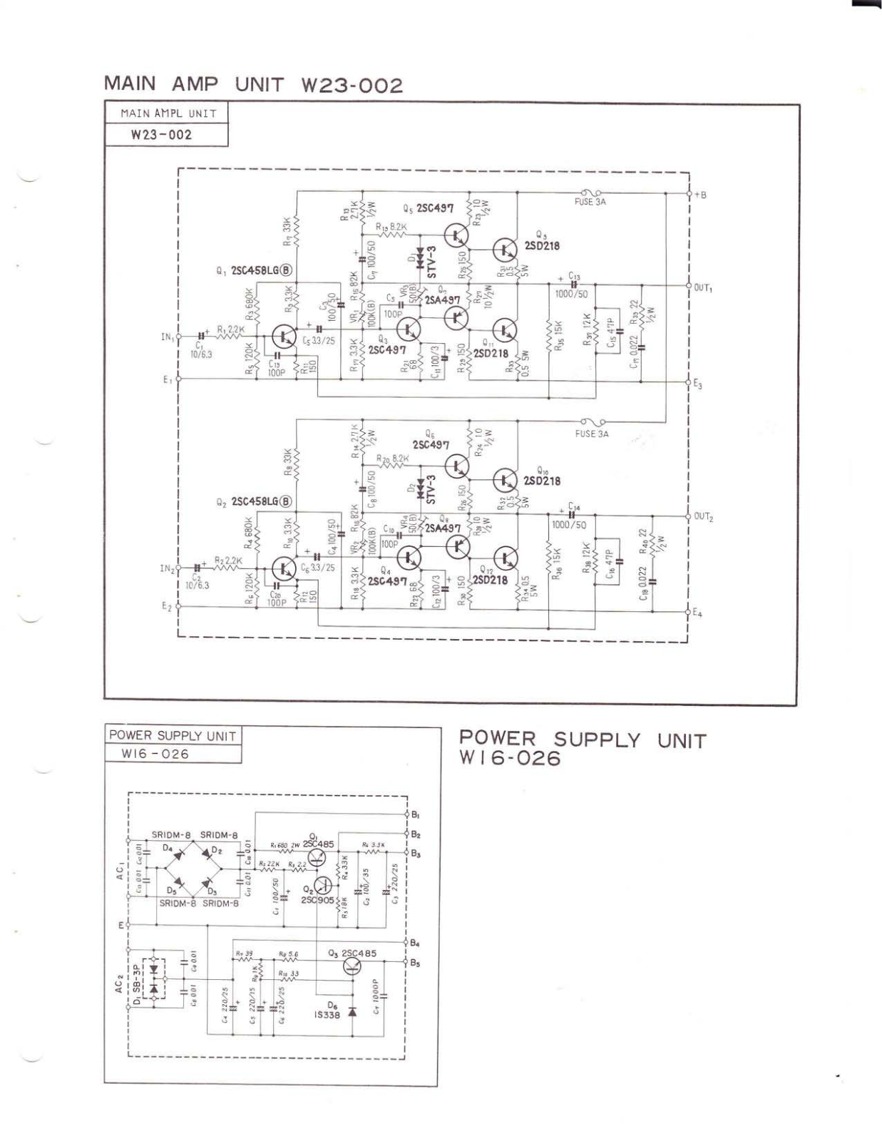 Pioneer W23-002, W16-026 Schematic