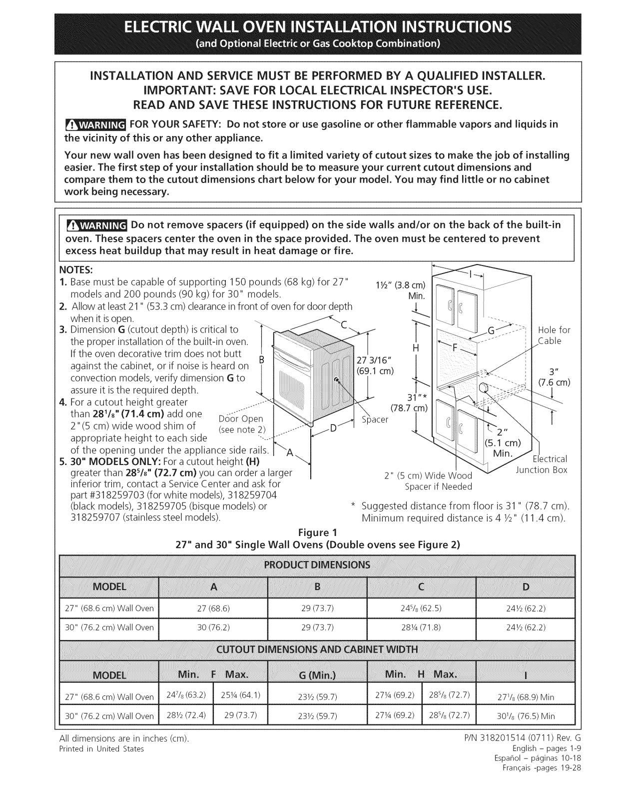 Frigidaire CFEB30S5GC4, CFEW3025LBA, CFEW3025LSA, CFEW3025LWA, CPEB27S9FC5 Installation Guide - ManualMachine.com