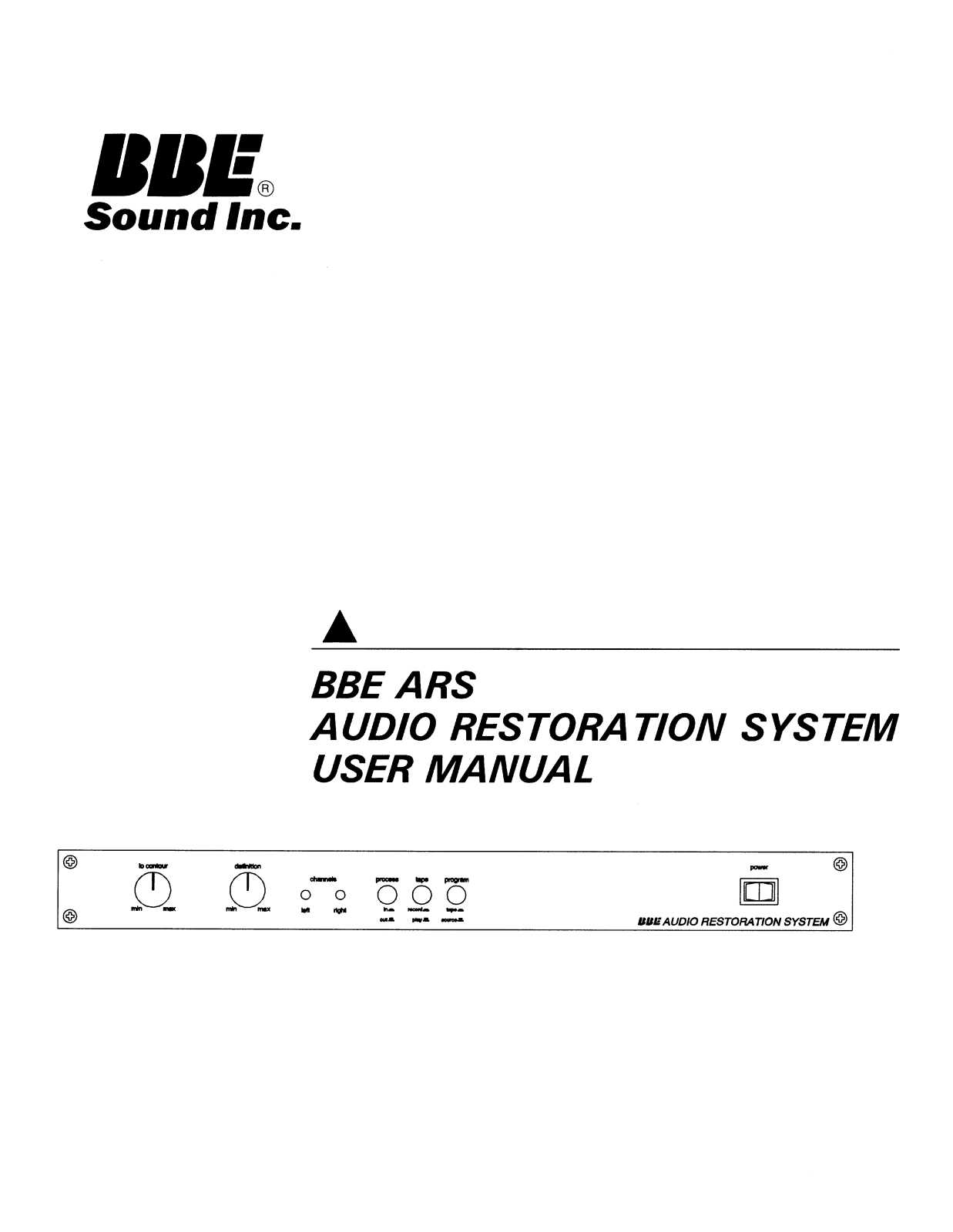 BBE ARS User Manual