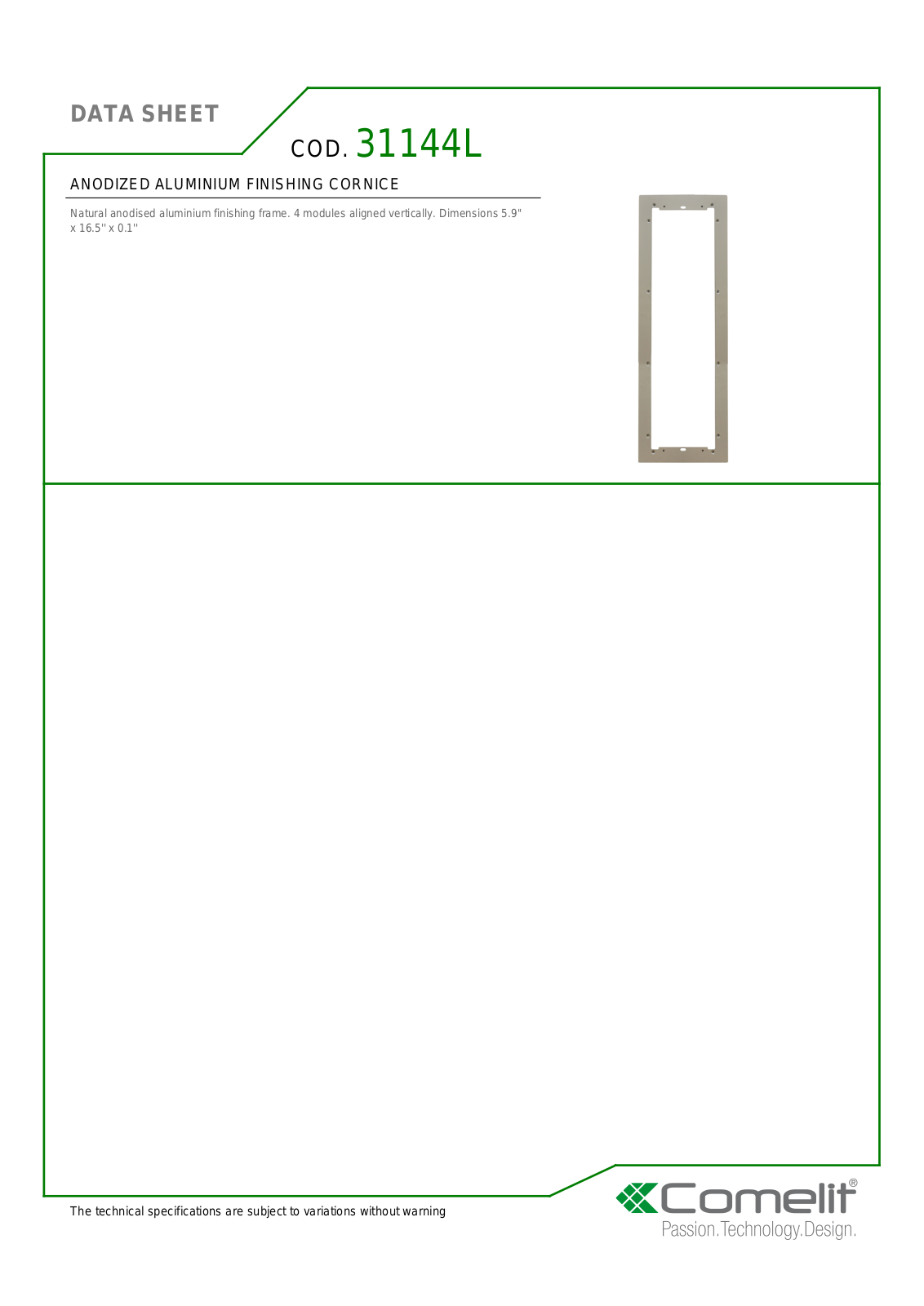 Comelit 3114-4L Specsheet