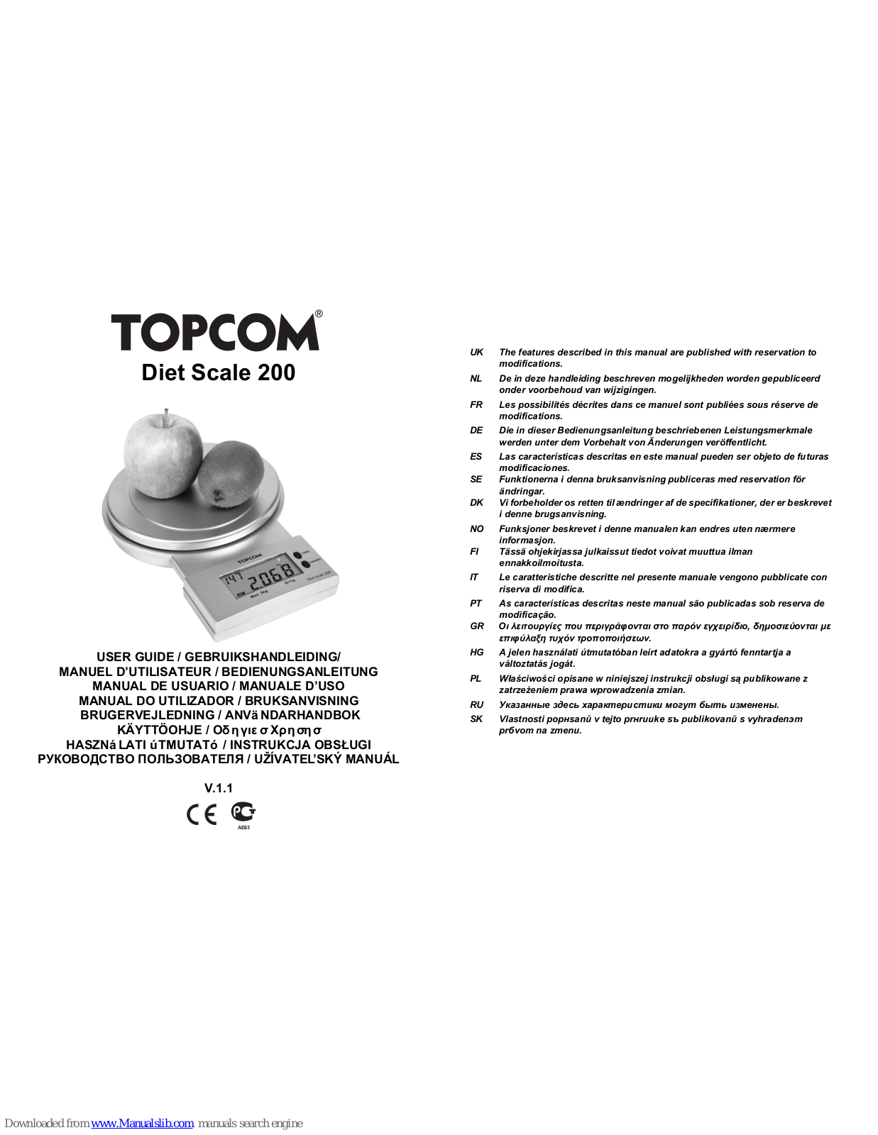 Topcom DIET SCALE 200, 200 User Manual