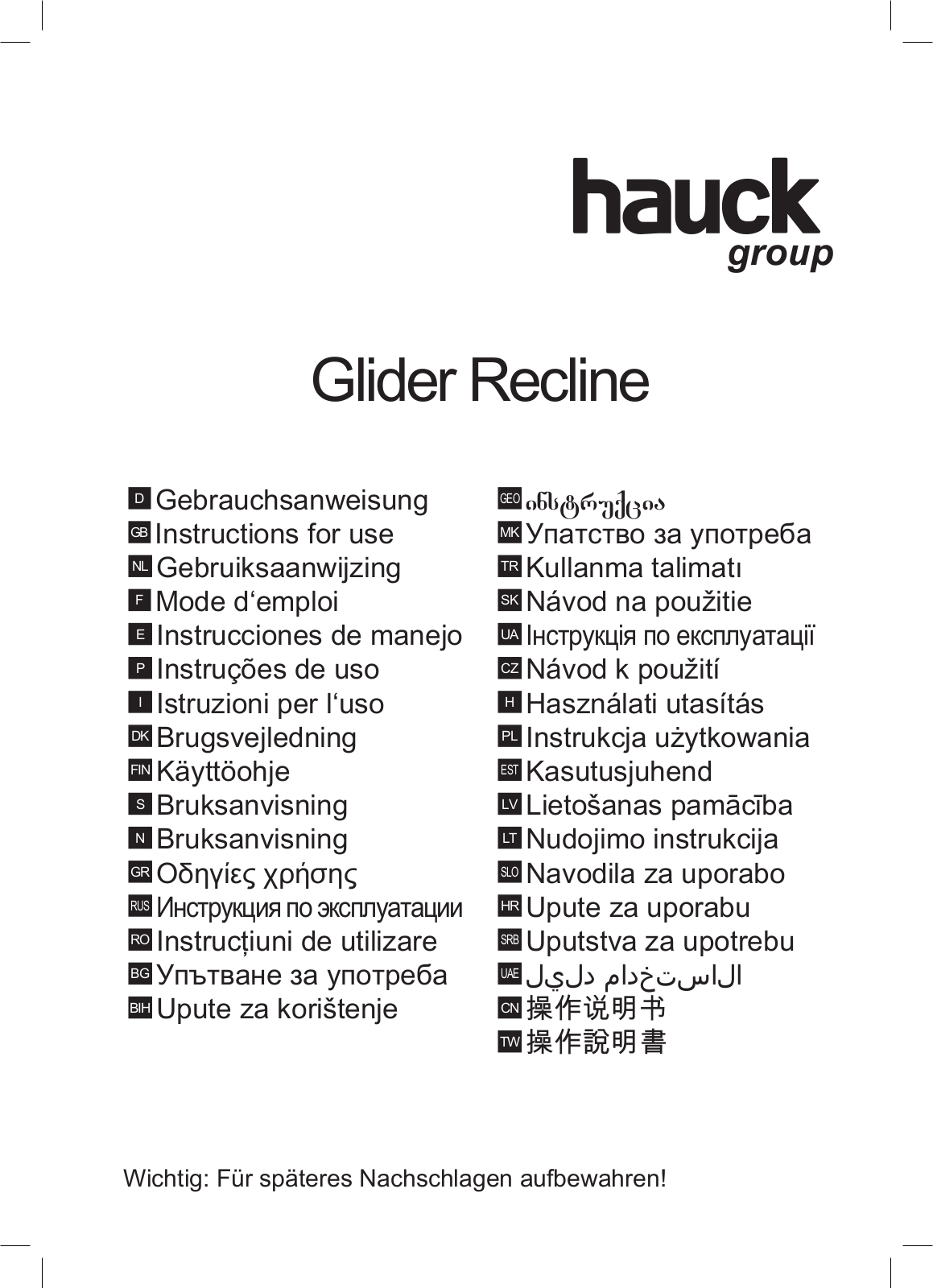 HAUCK GLIDER RECLINE User Manual