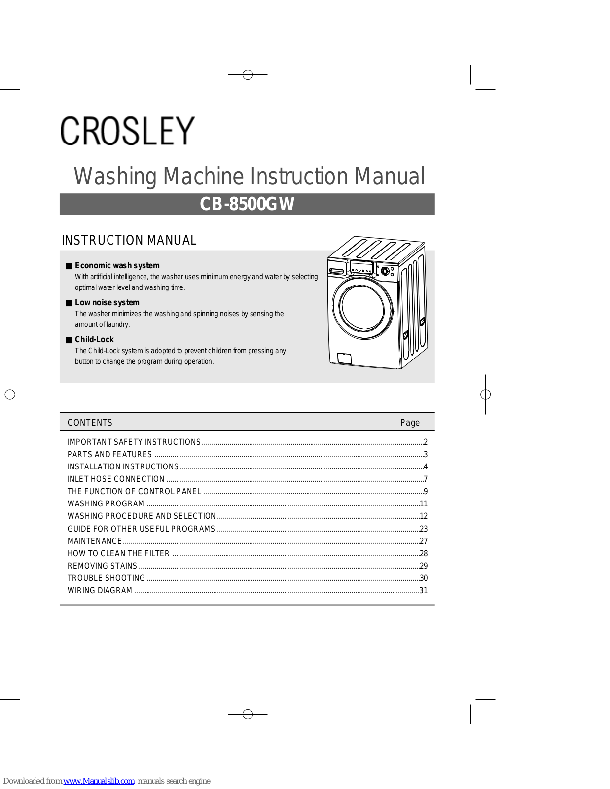 Crosley CB-8500GW Instruction Manual