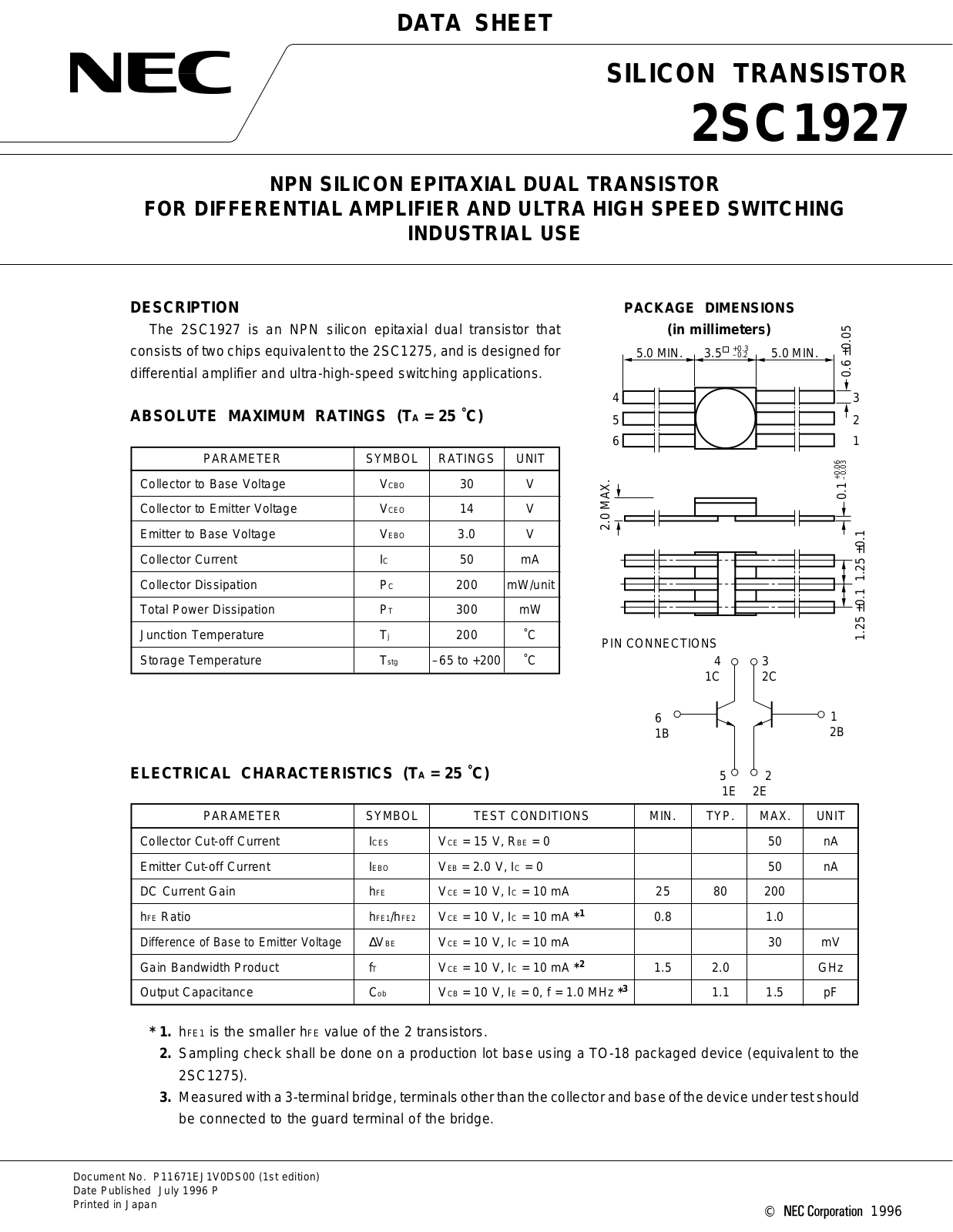 NEC 2SC1927 Datasheet