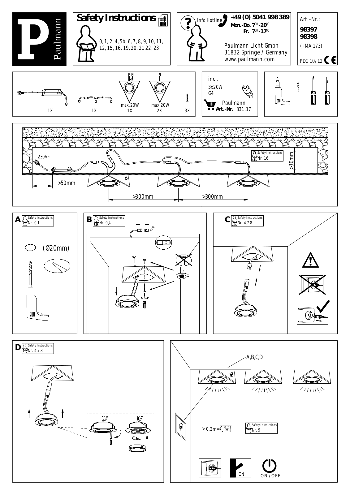 Paulmann 98398, 98397 Safety instructions - ManualMachine.com