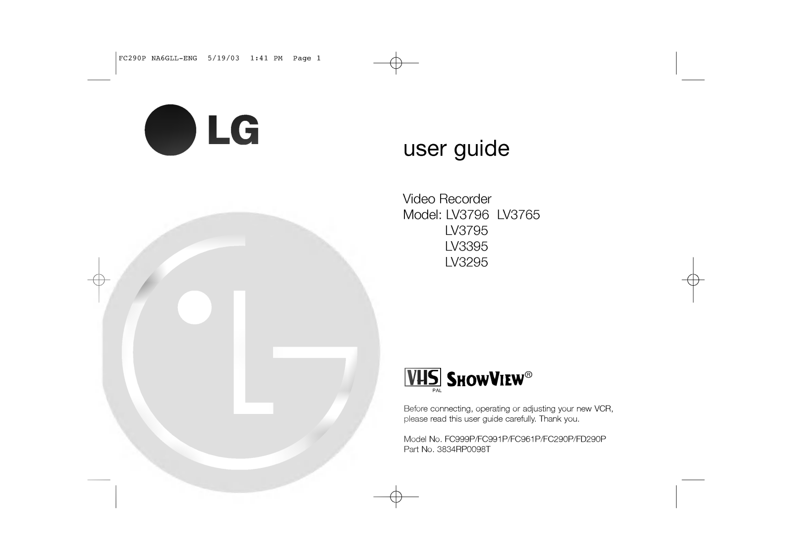 LG FC290P User manual