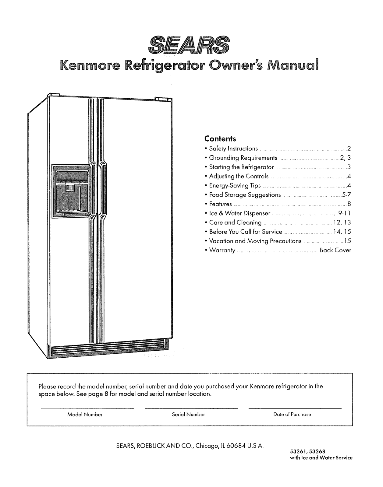 Kenmore 3639532680, 3639532610 Owner’s Manual