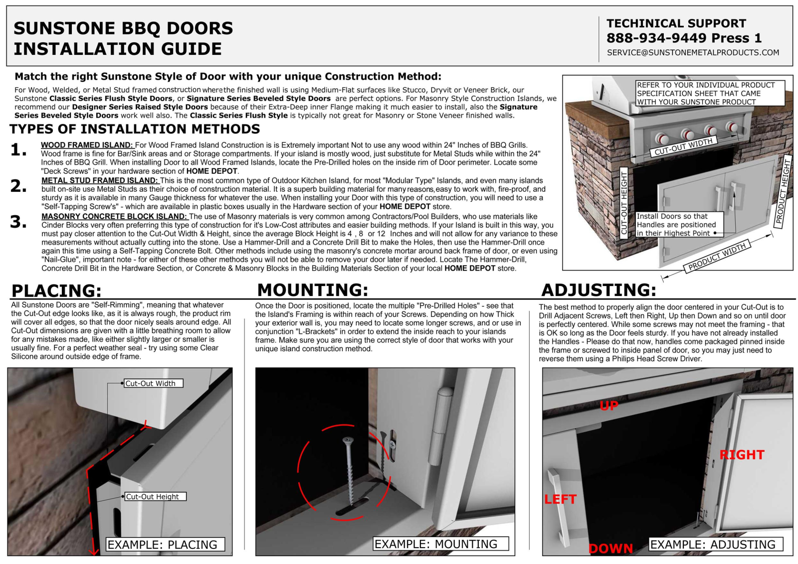 Sunstone BADD42, DSV1724, DSH1724, DSH30, ADD42 Installation Manual