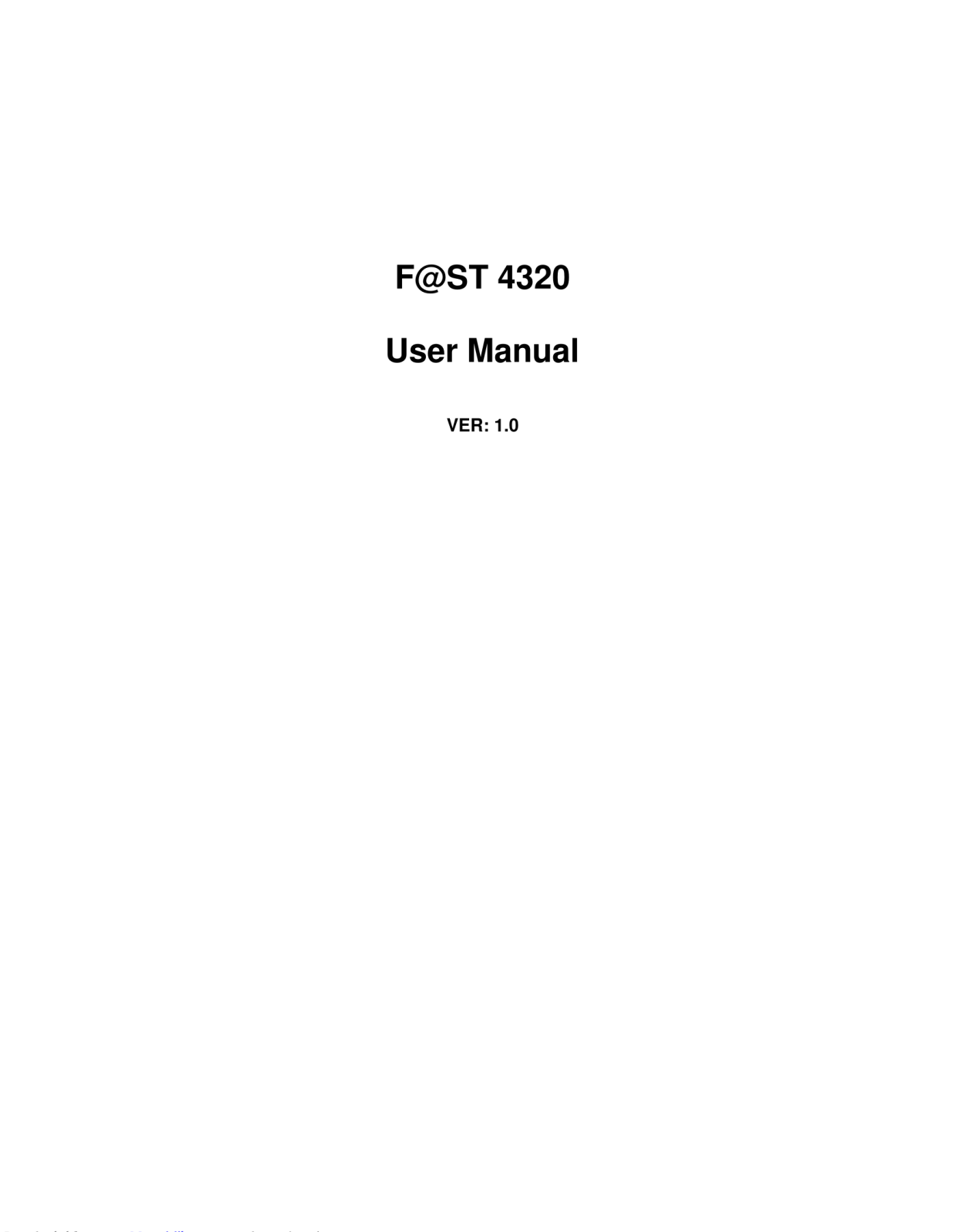 SAGEMCOM F@ST 4320 User Manual