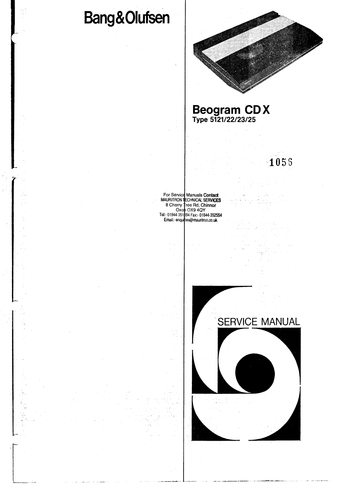 Bang & Olufsen Beogram CDX Service Manual