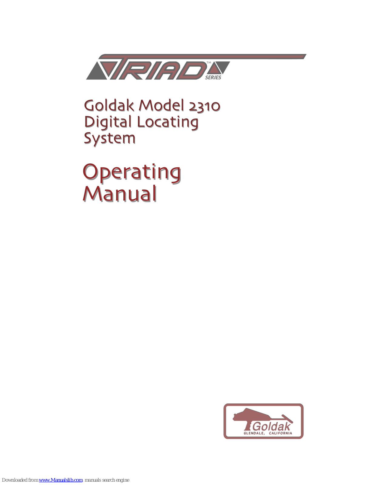 Goldak 2310, TRIAD 2310 Operating Manual