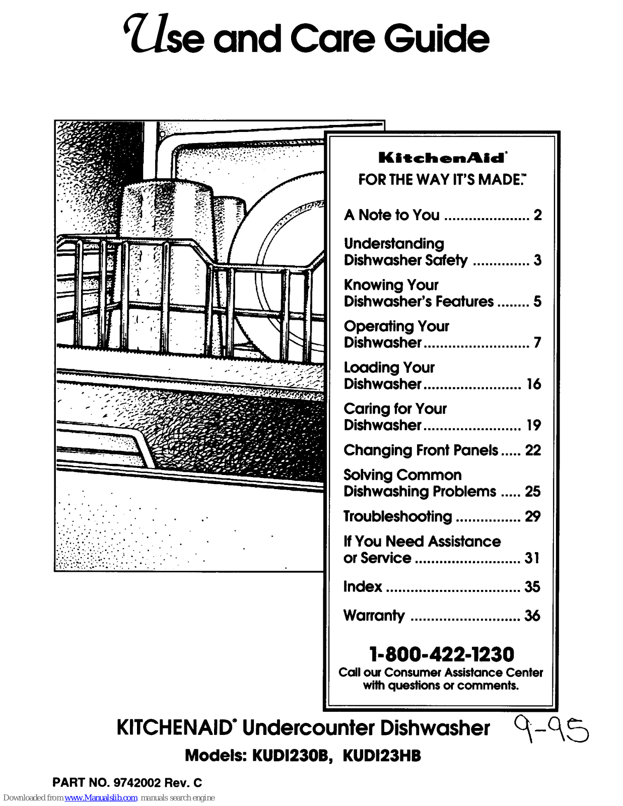 KitchenAid KUD1230B, KUD123HB Use And Care Manual