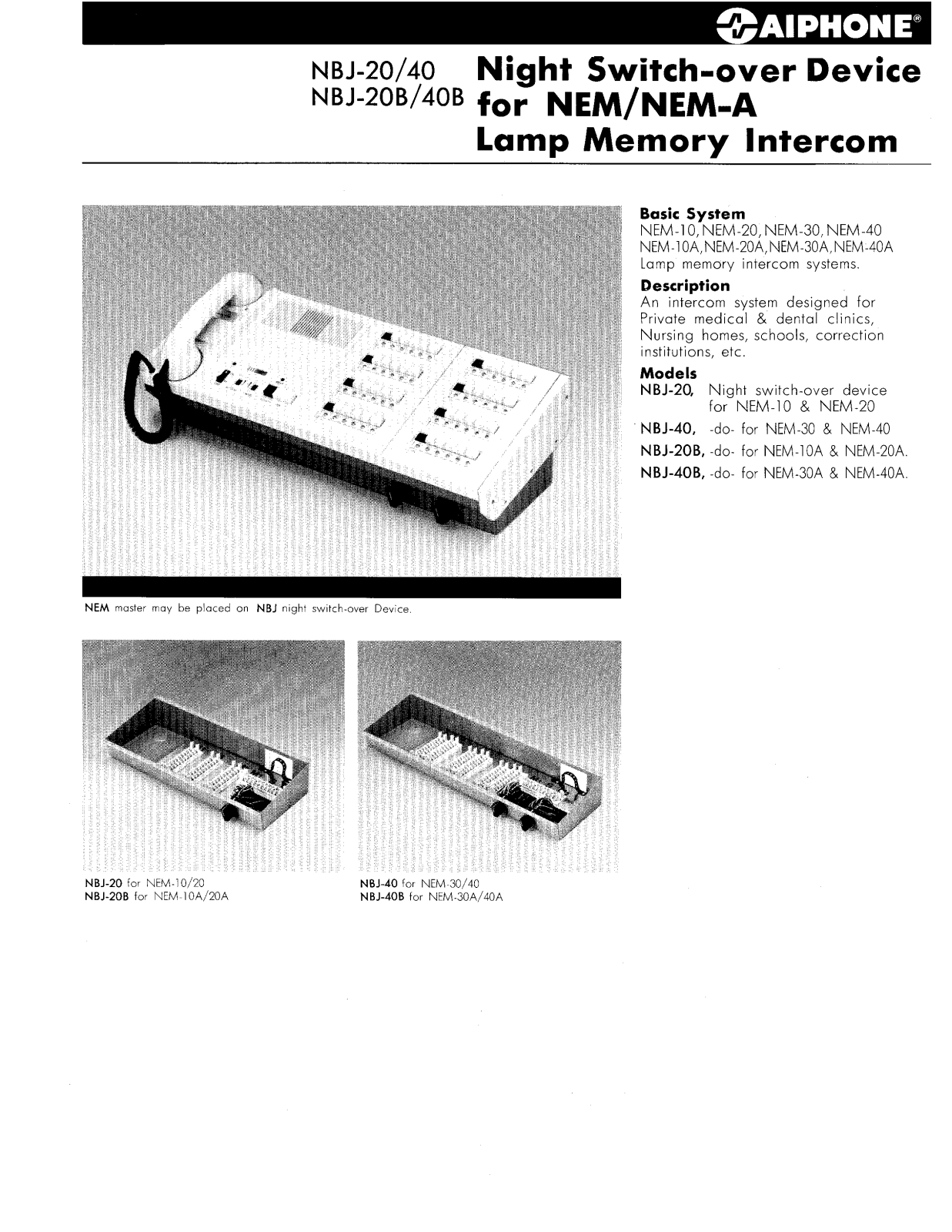 Aiphone NBJ-40, NBJ-20, NBJ-40B, NBJ-20B User Manual