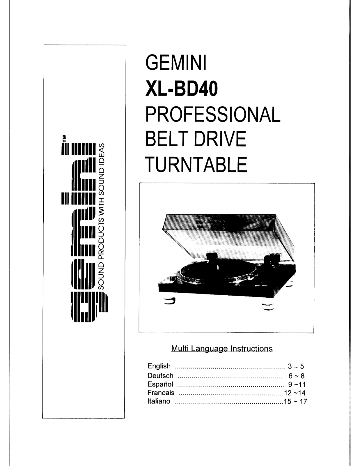 Gemini XL-BD40 User Manual