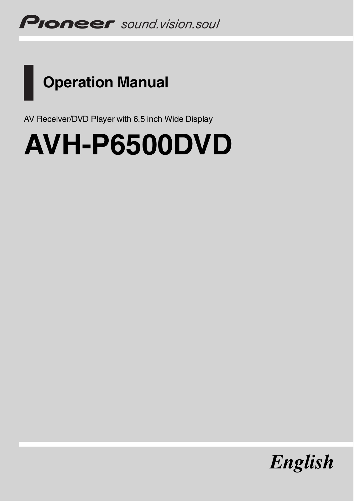 Pioneer AVH-P6500DVD User Manual