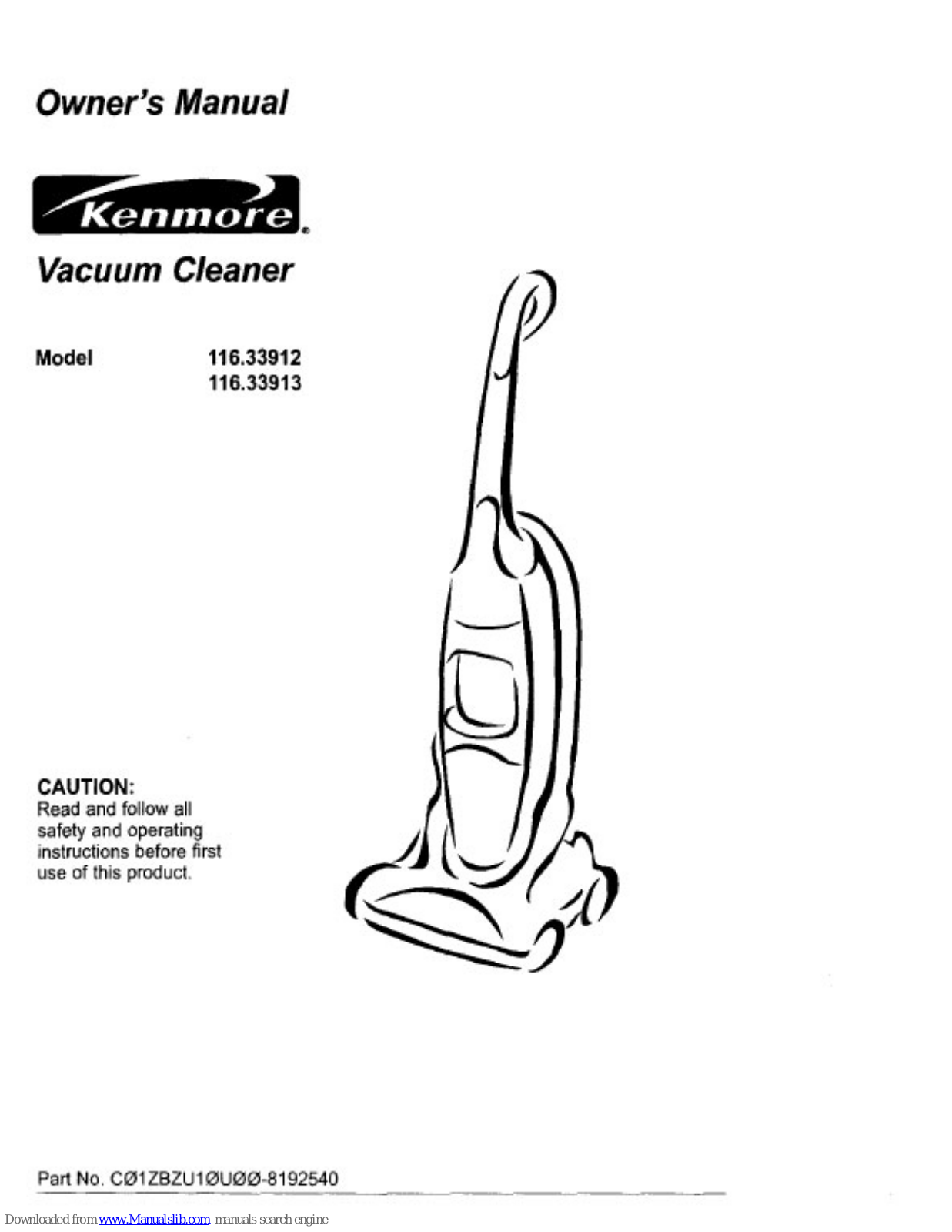 Kenmore 116.33912, 116.33913 Owner's Manual