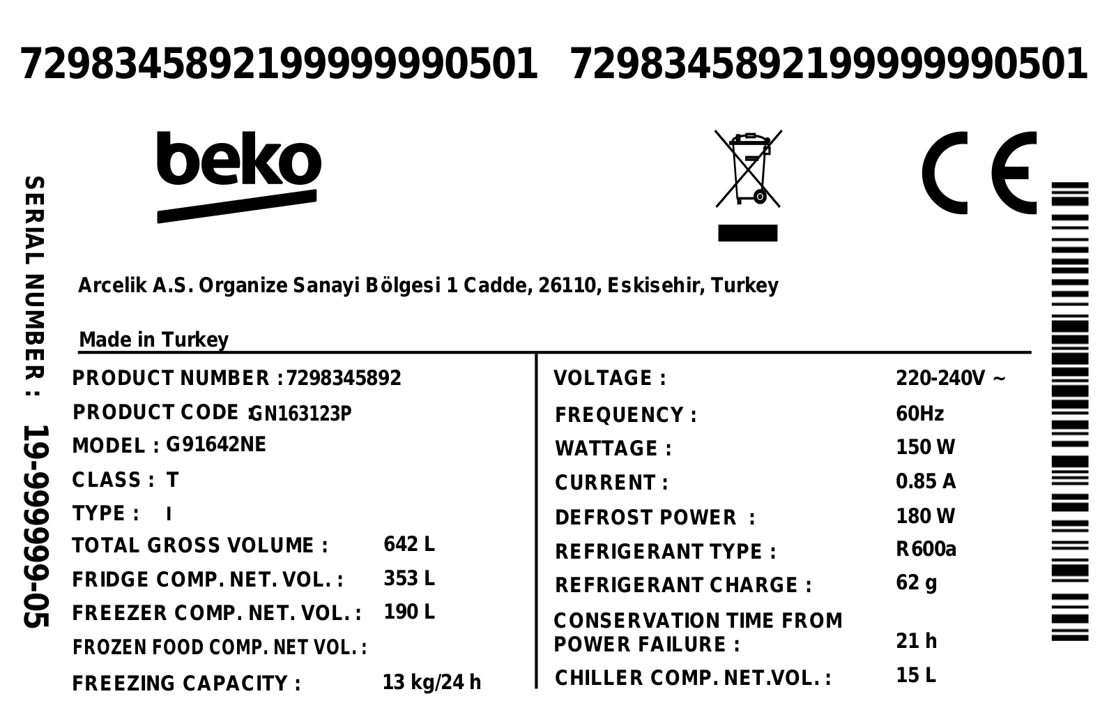 Beko GN163123P User Manual