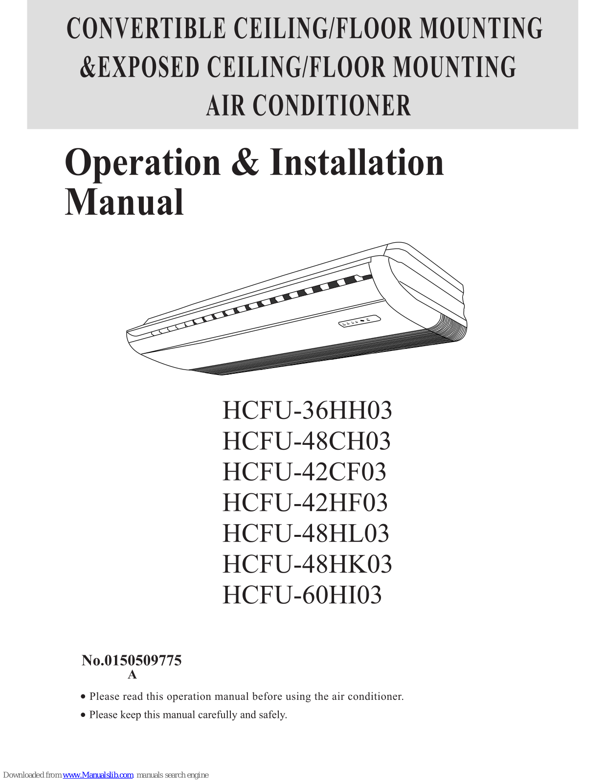 Haier HCFU-36HH03, HCFU-42HF03, HCFU-48HL03, HCFU-48CH03, HCFU-48HK03 Operation & Installation Manual