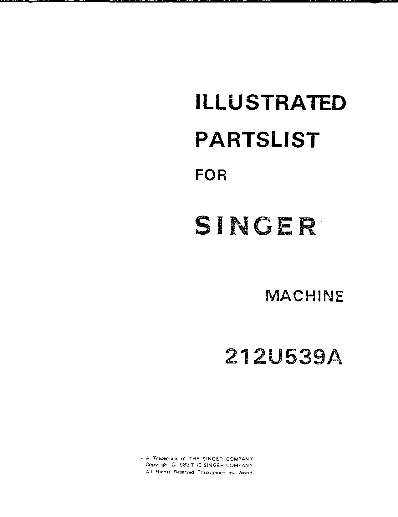 Singer 212U539A User Manual