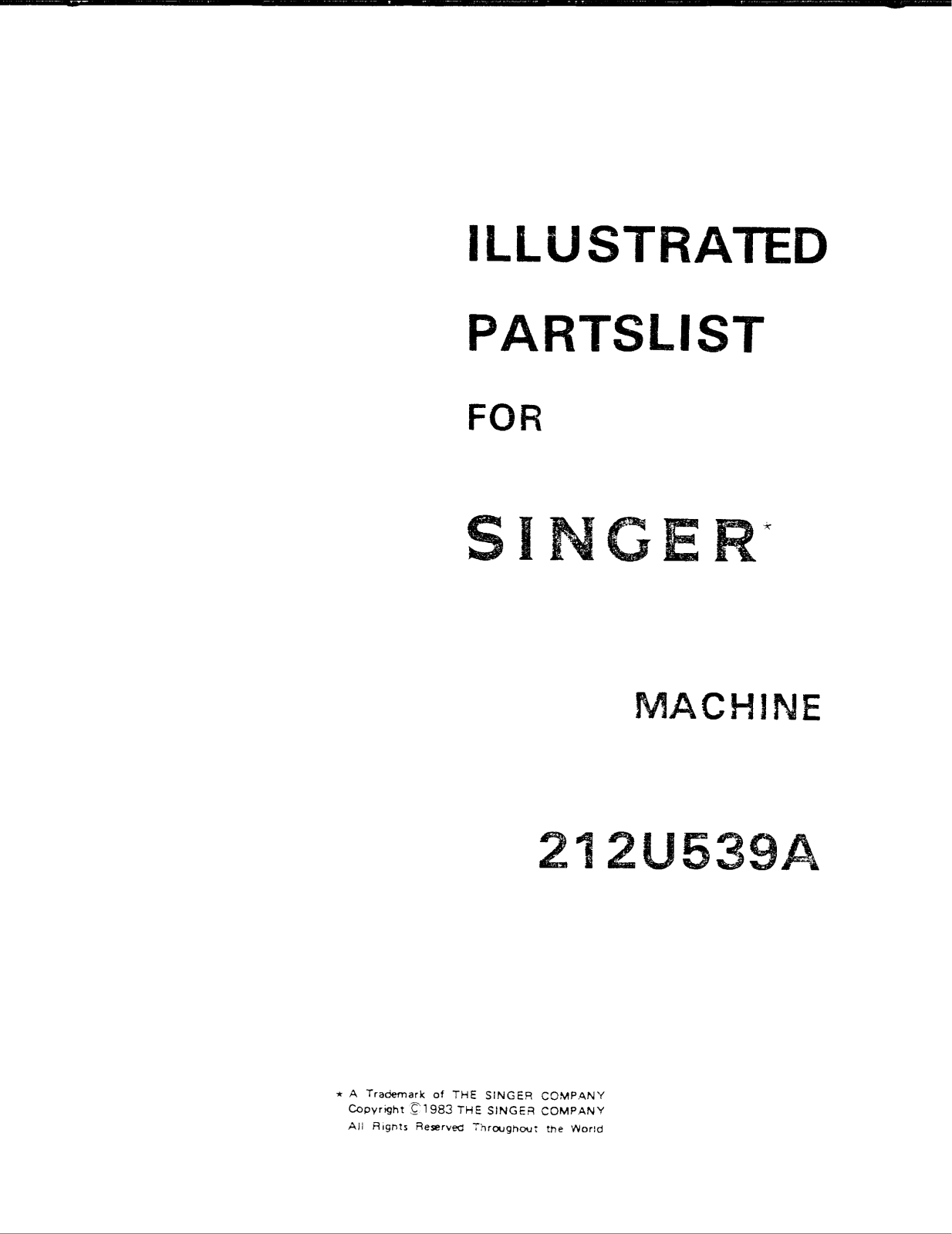 Singer 212U539A User Manual