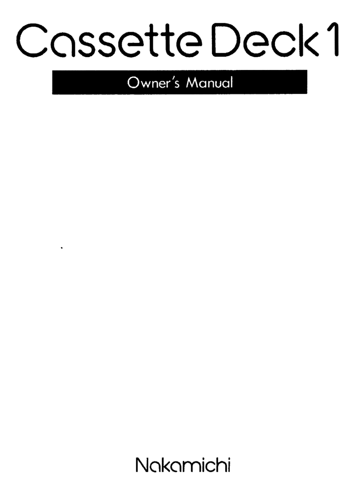 Nakamichi CD-1 Owners manual