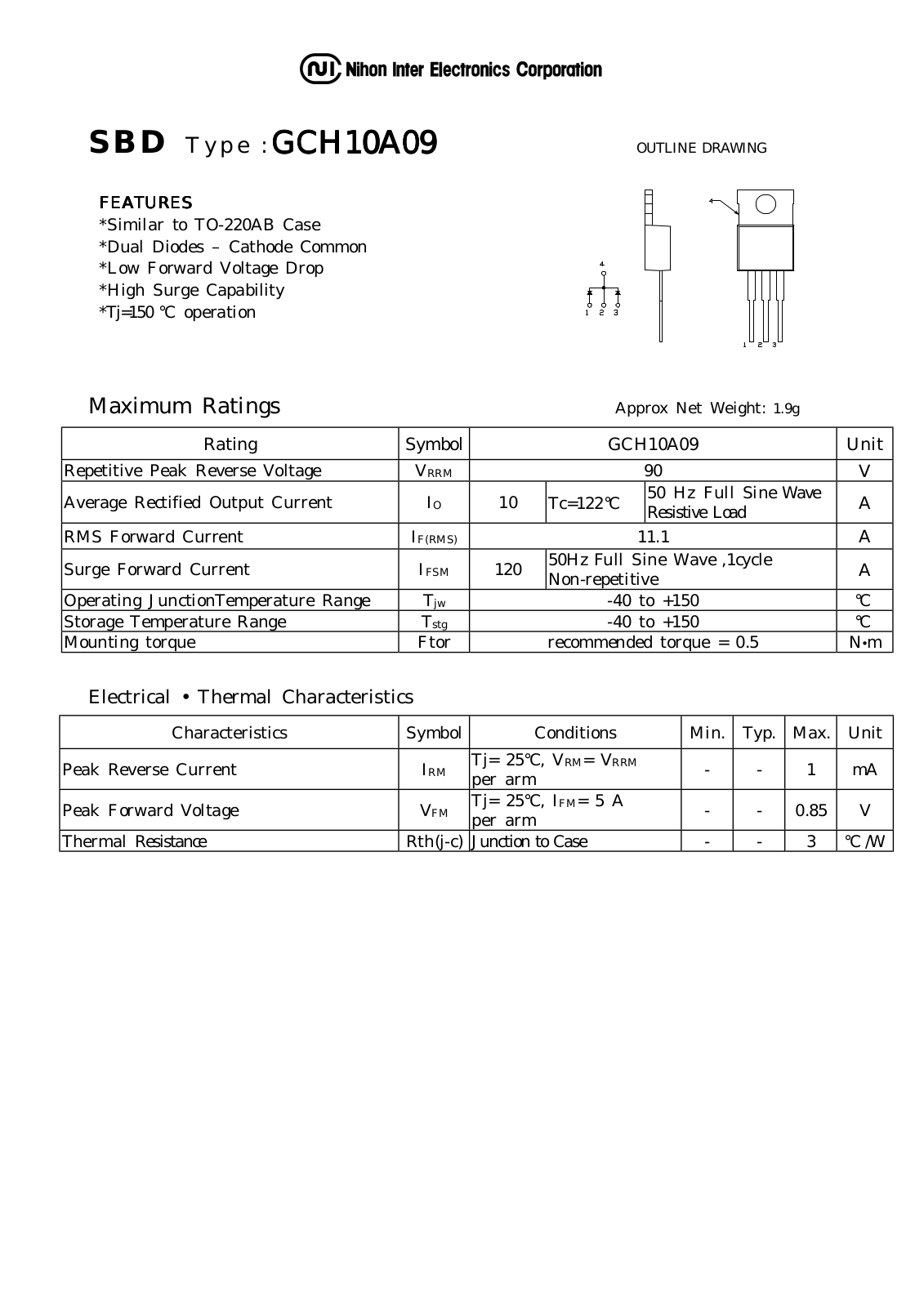 Datasheet GCH10A09 Datasheet (NIHON) - ManualMachine.com