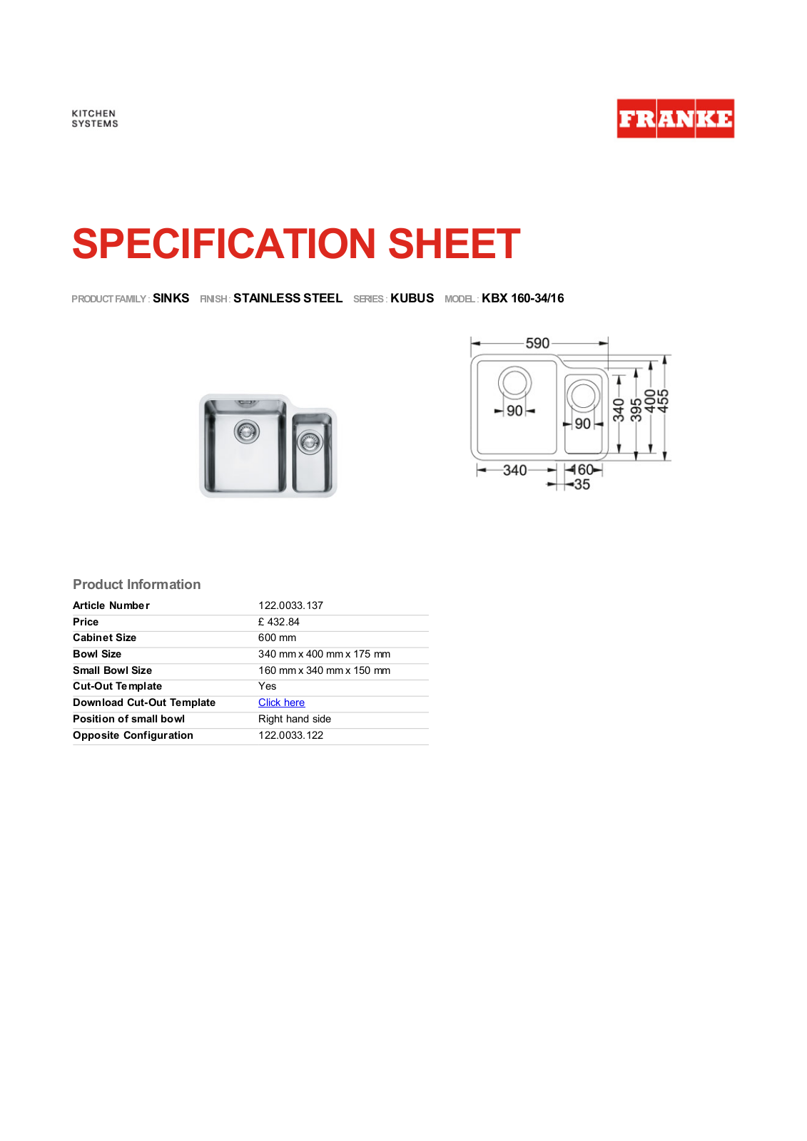 Franke Foodservice KBX 160-16 User Manual