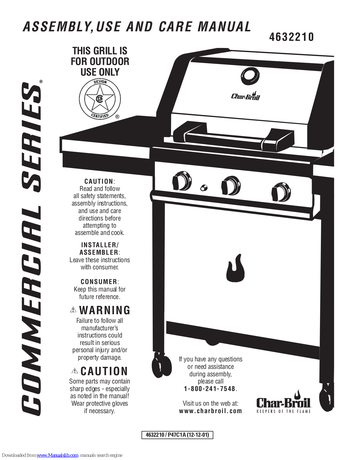 Char-Broil Commercial 4632210 Assemble And Care Manual