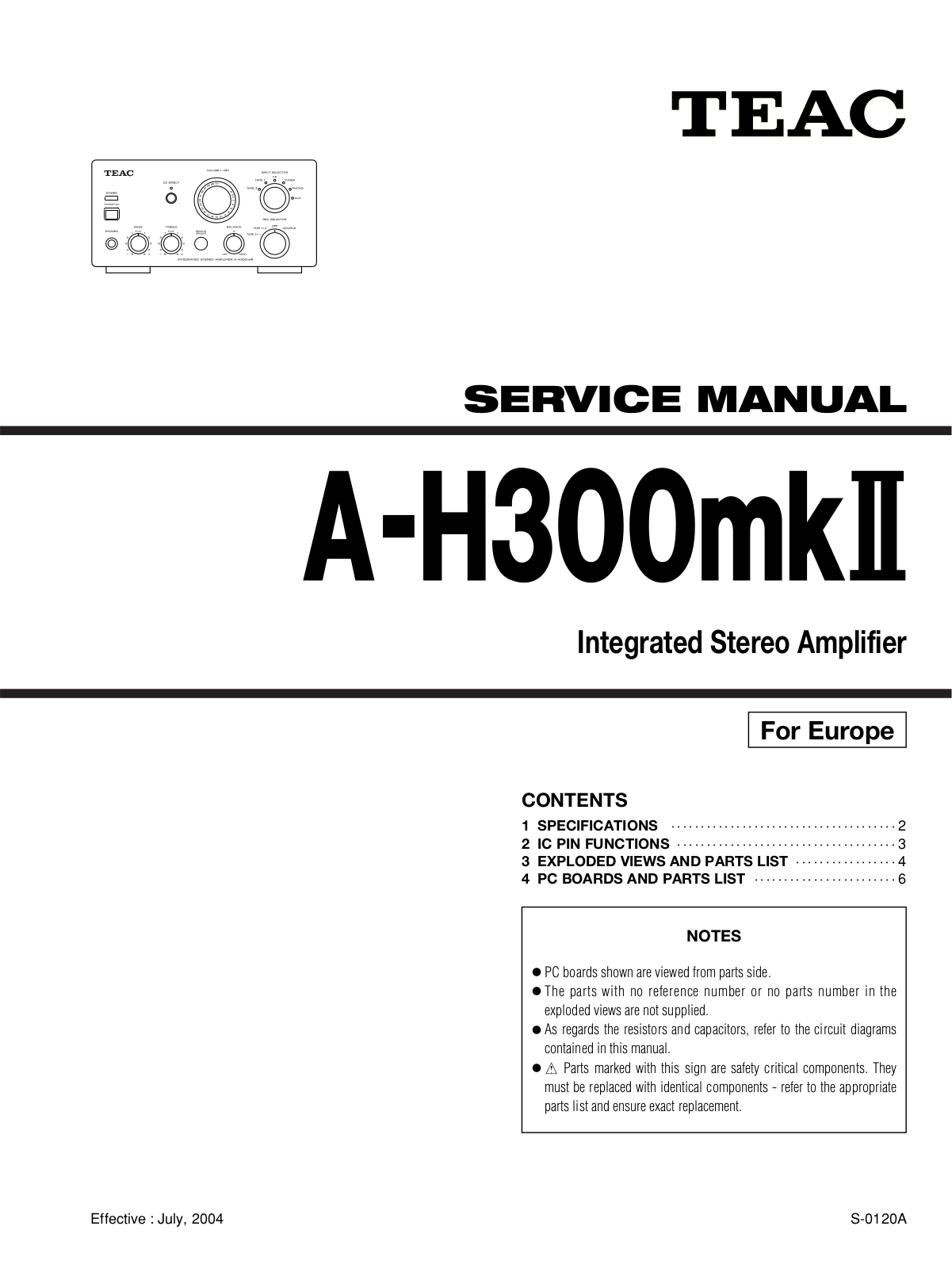 TEAC AH-300 Mk2 Service manual