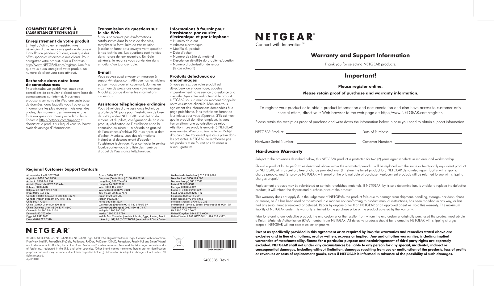 Netgear AirCard 762S Warranty Guide